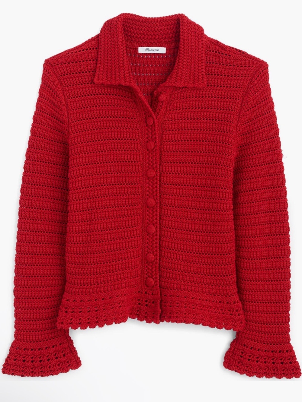 NWT Madewell Pointelle-Knit Peplum Cardigan